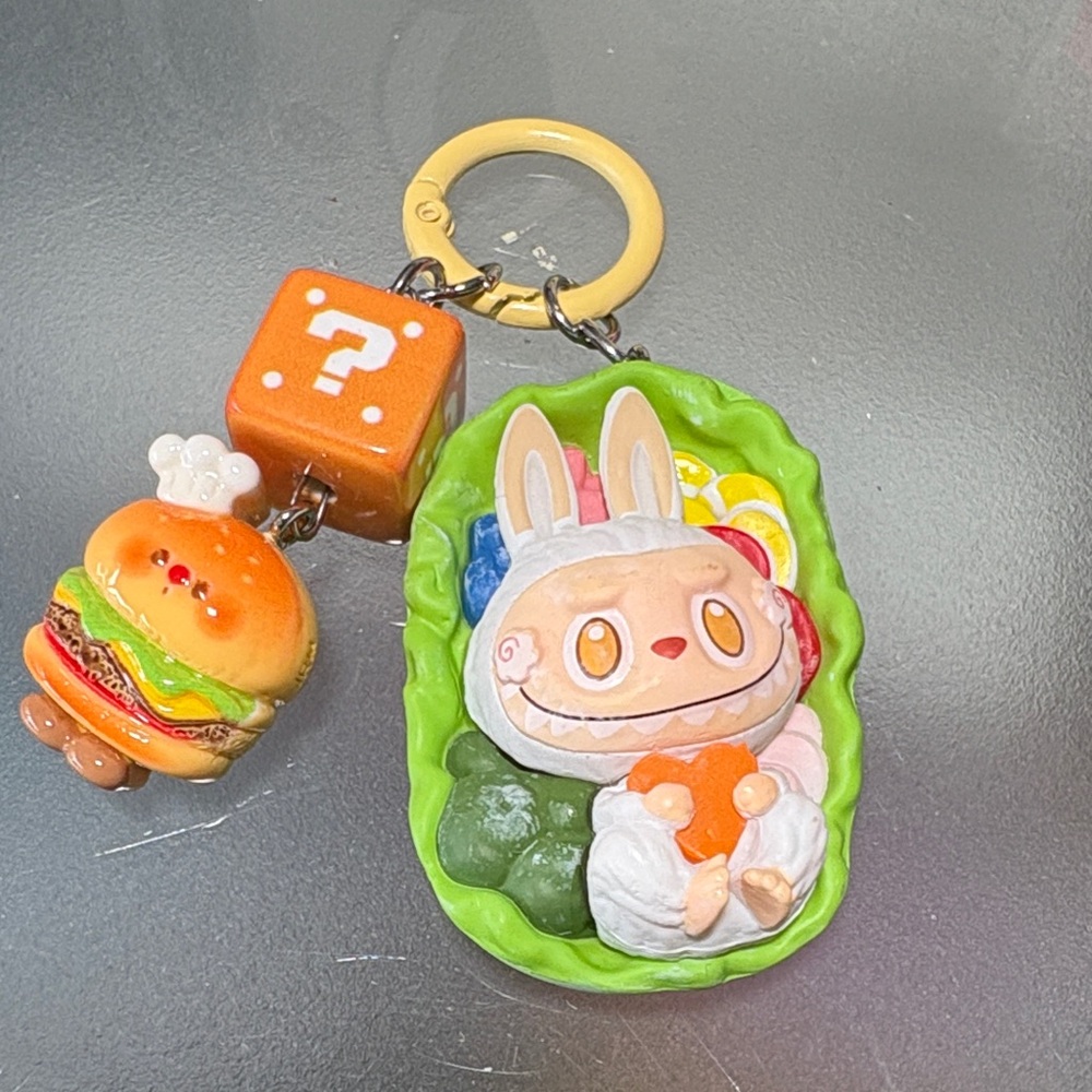 Labubu Wackymart Keychain with Burger Charm NON-POPMART